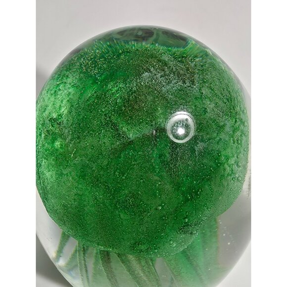Linda Derby 2019 Hand Blown Glass Jellyfish Paper With Green Tentacles - Picture 7 of 9